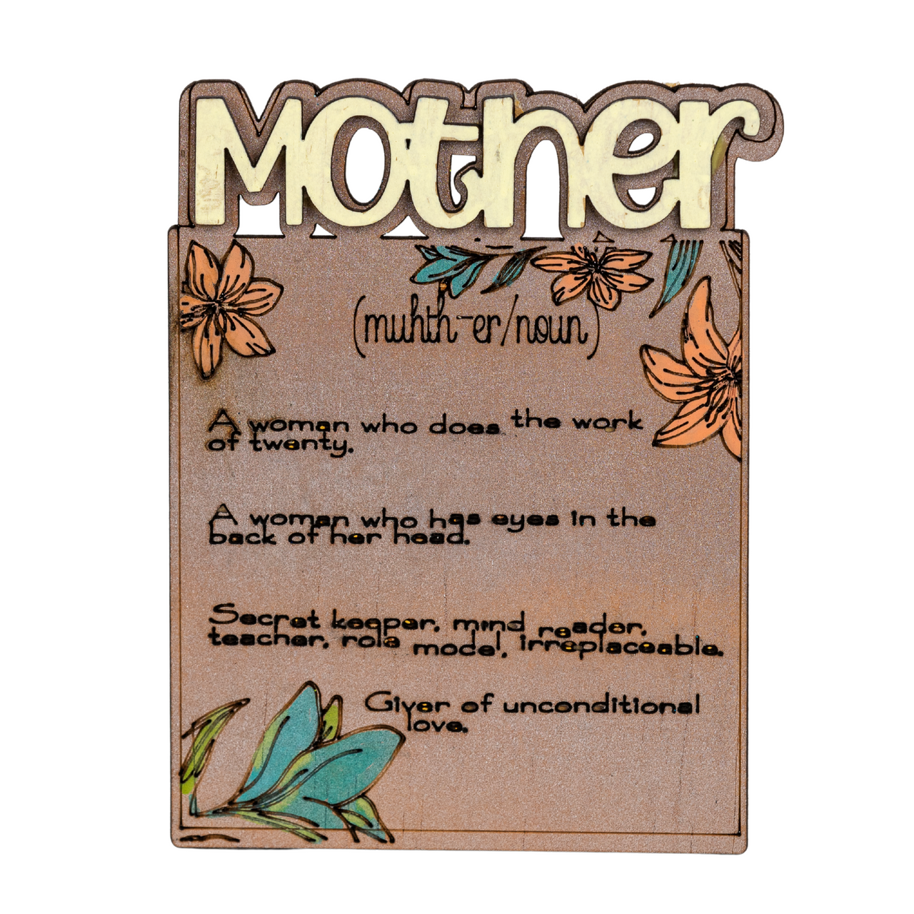Mother Days Plaque - Mother 2 layer - Unicorn Fart Productions