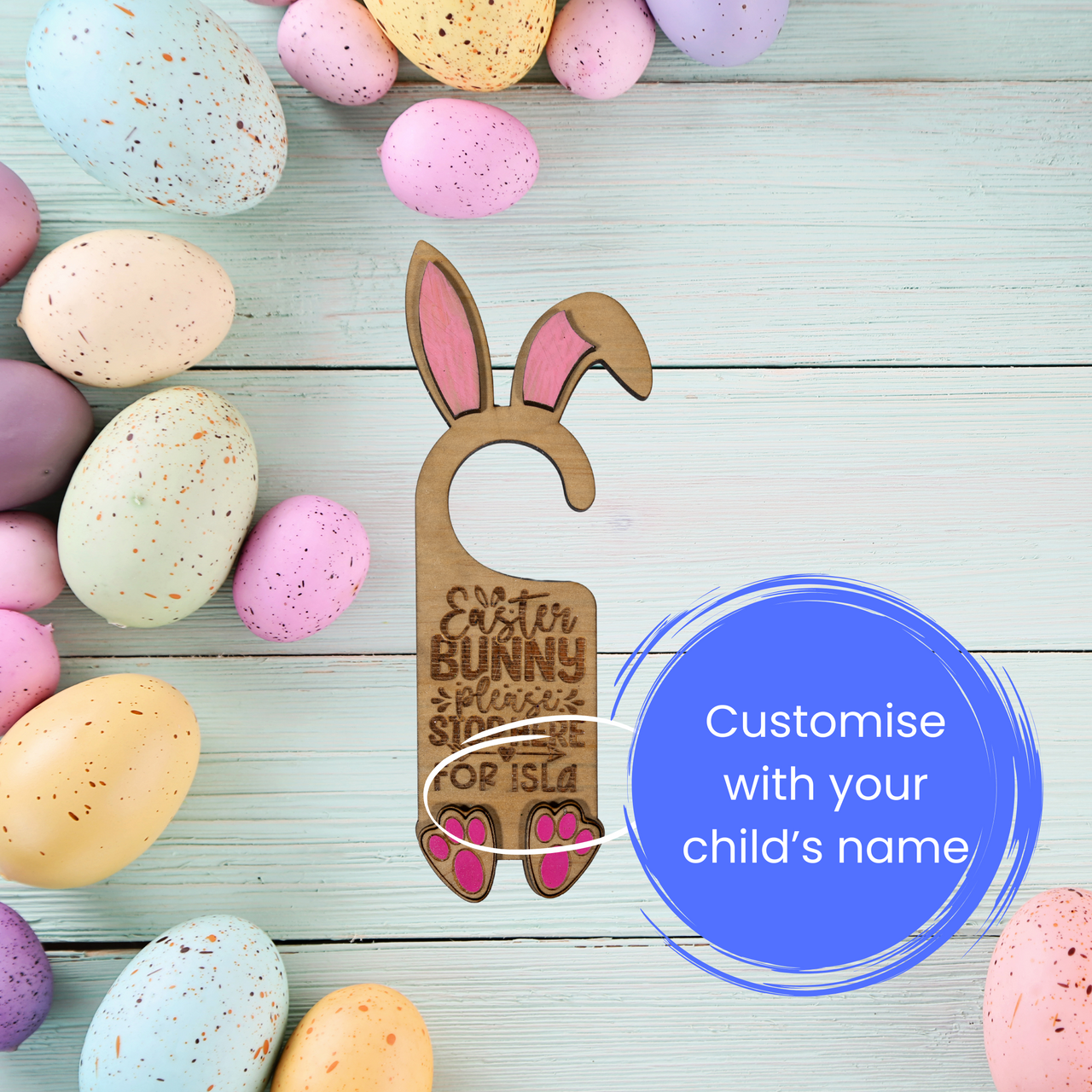 Personalised Easter Bunny Door Hanger - Unicorn Fart Productions