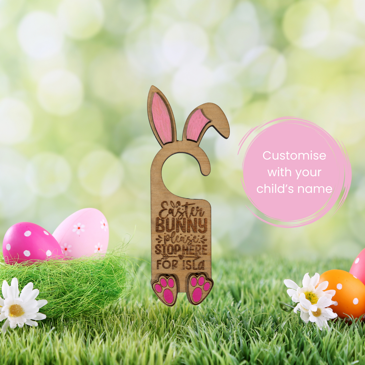 Personalised Easter Bunny Door Hanger - Unicorn Fart Productions