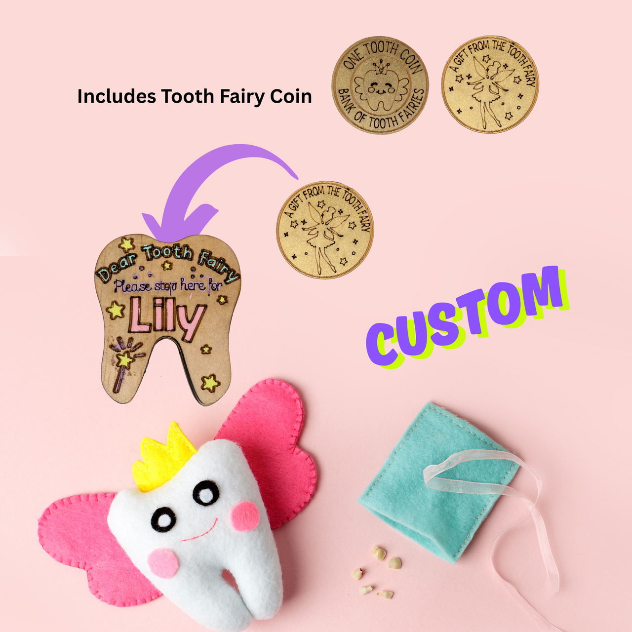 Customised Tooth Fairy Tooth - Unicorn Fart Productions