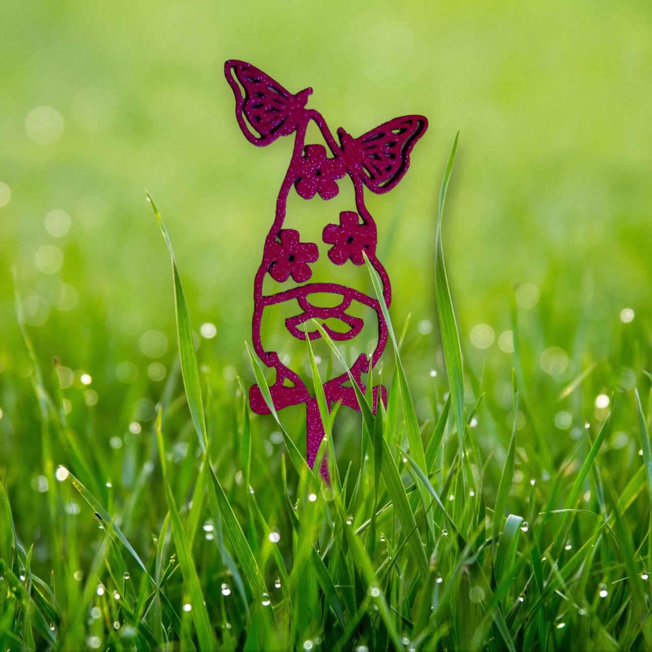 Handmade plant stakes with a difference - Sparkling Pink Gnome