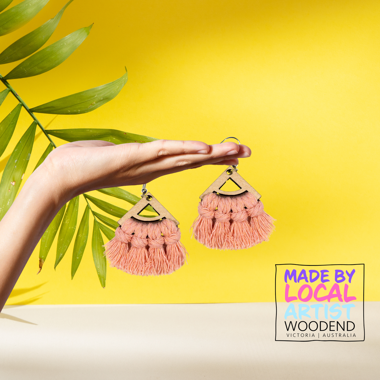 Macramé Earrings - Triangle Round - Unicorn Fart Productions