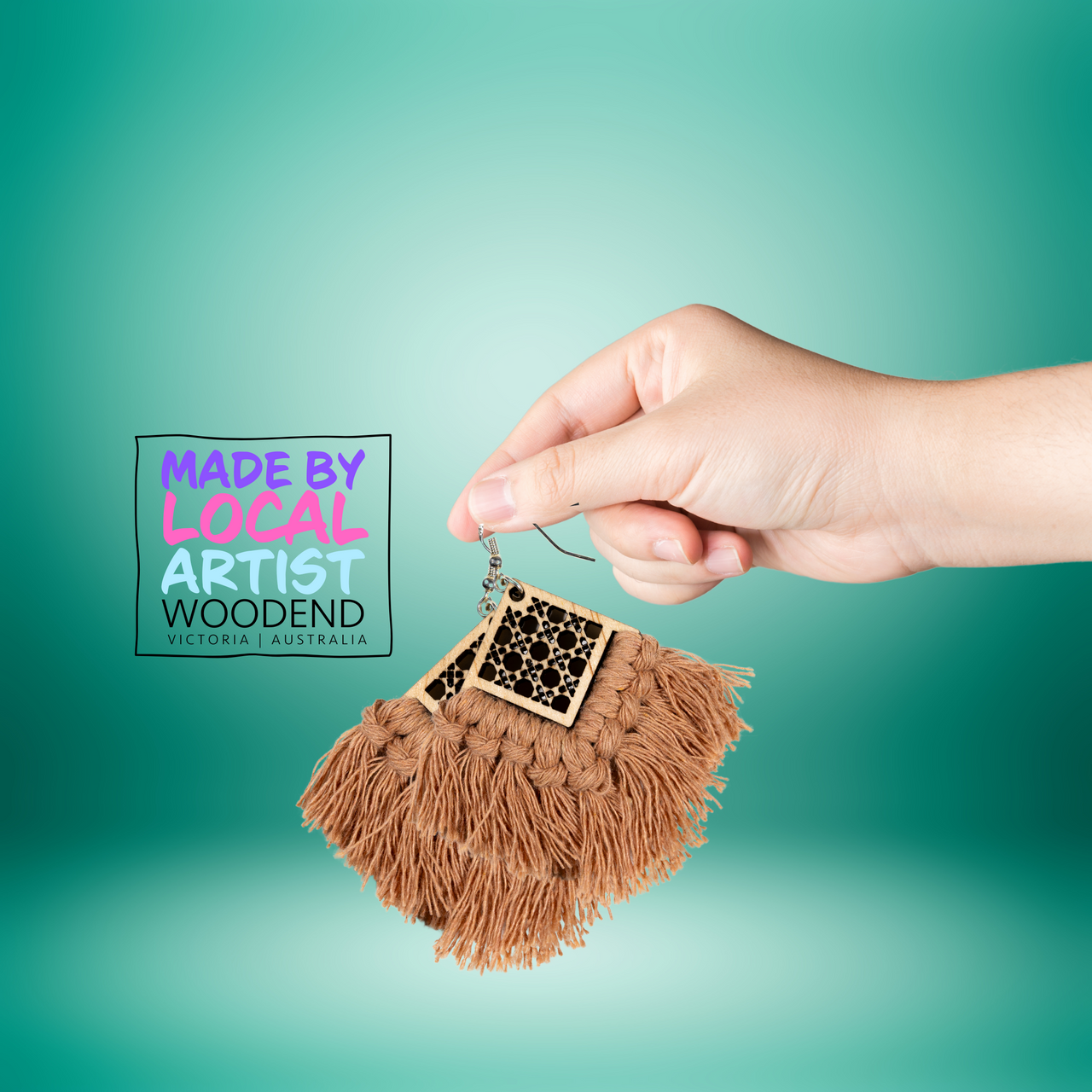 Macramé Earrings - Square Lattice - Unicorn Fart Productions