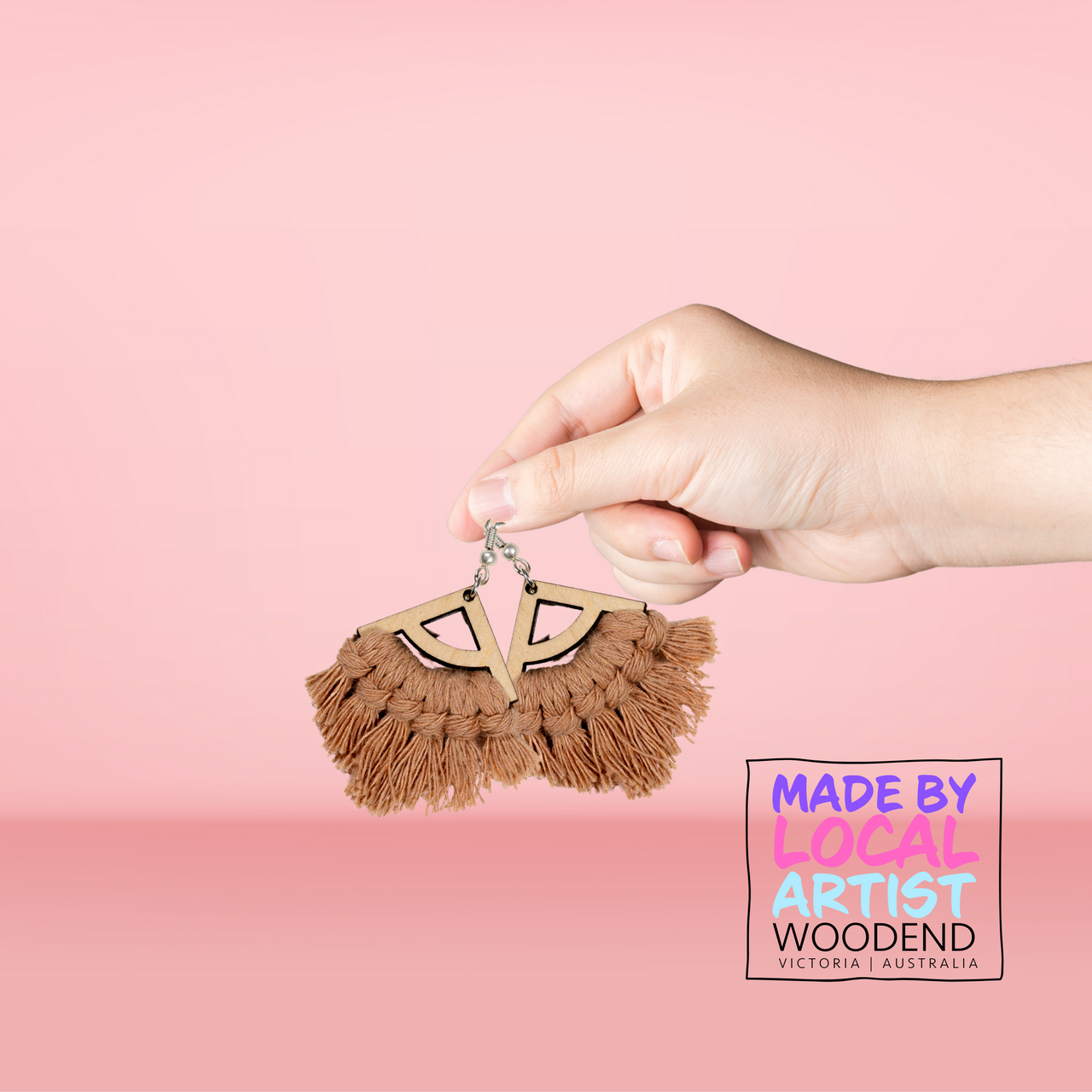 Macramé Earrings - Triangle curve - Unicorn Fart Productions