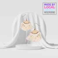 Macramé Earrings - White - Unicorn Fart Productions