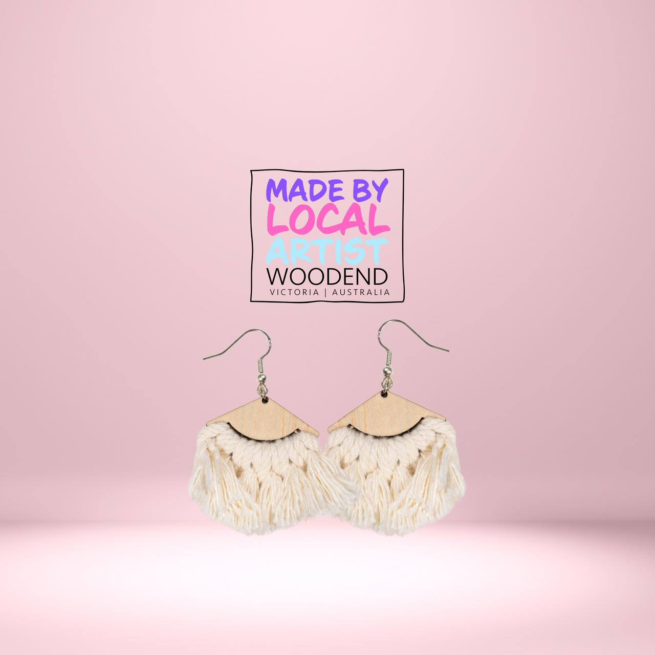 Macramé Earrings - White - Unicorn Fart Productions
