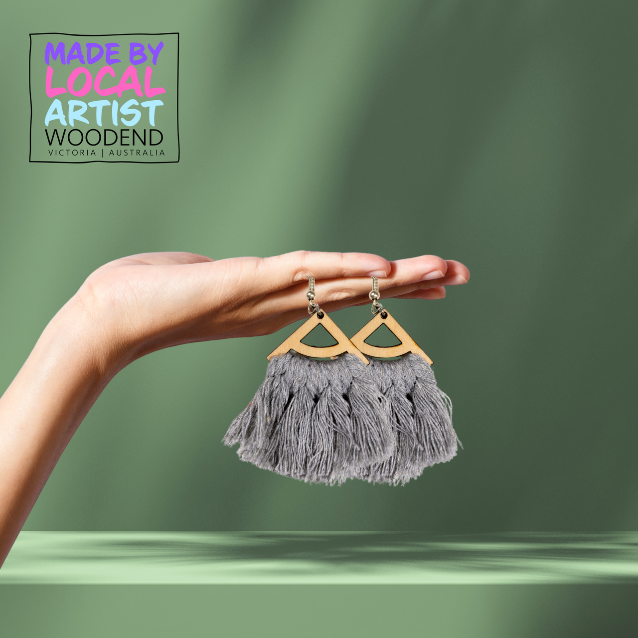 Macramé Earrings - Triangle curve - Unicorn Fart Productions