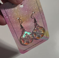 Colour Changing Snowflake Circle Earrings