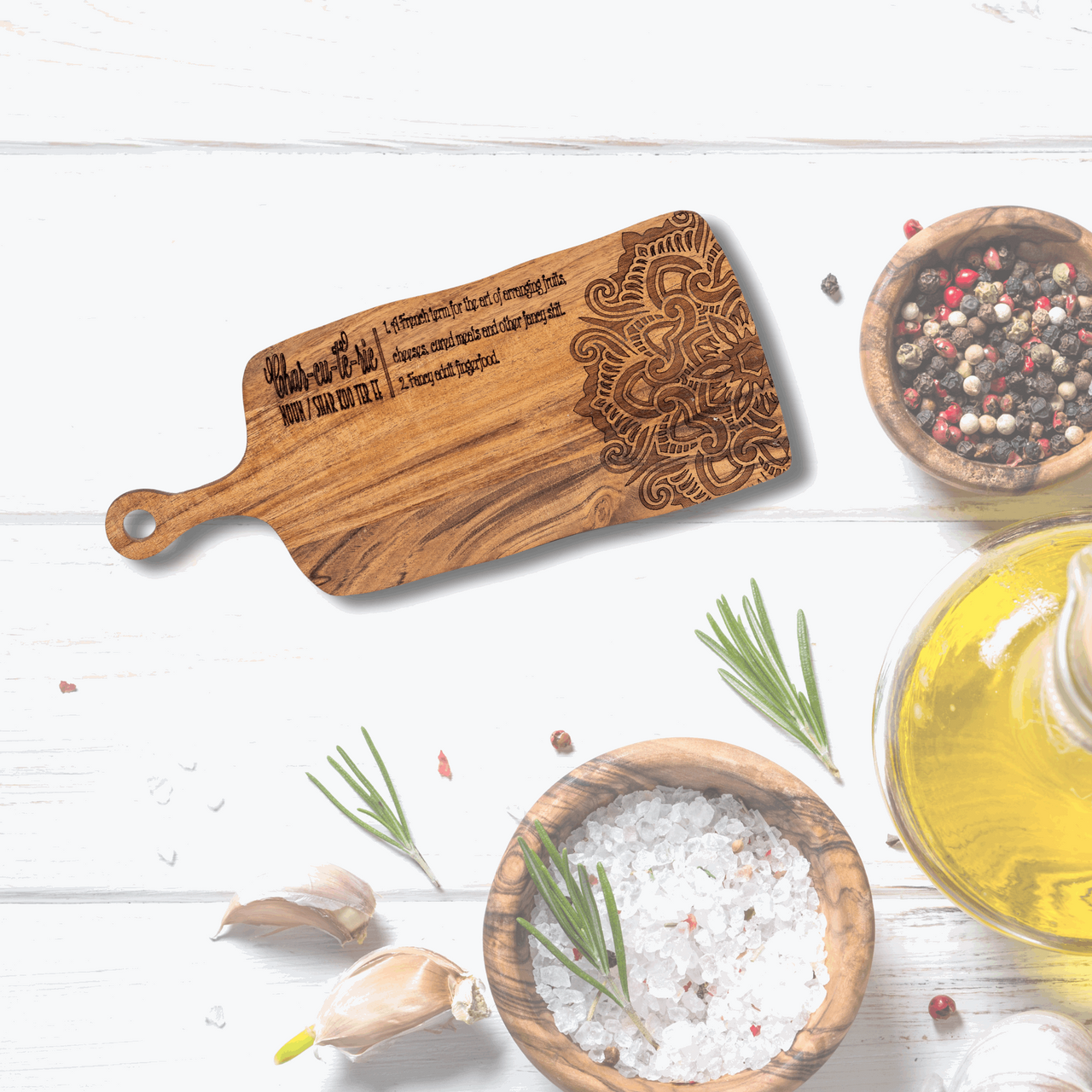 Charcuterie with Pattern Serving Board With Handle - Unicorn Fart Productions