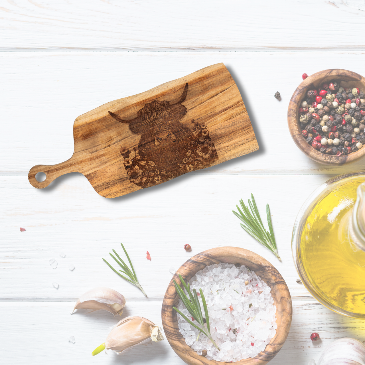 Highland Cow Serving Board With Handle - Unicorn Fart Productions