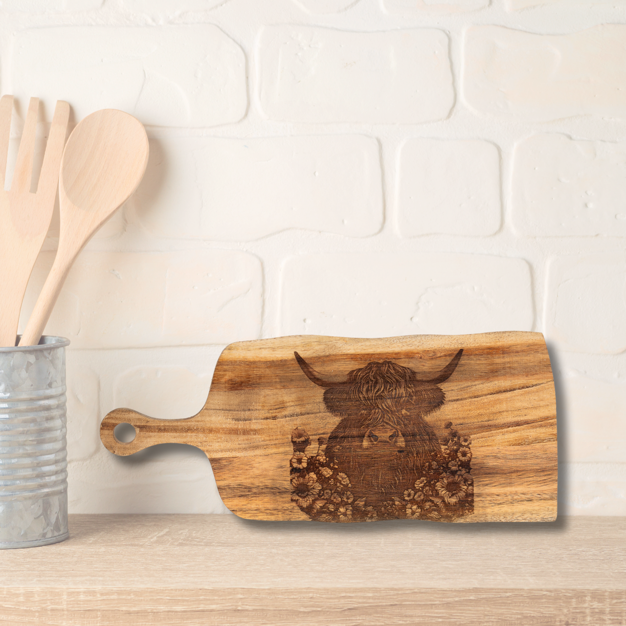 Highland Cow Serving Board With Handle - Unicorn Fart Productions