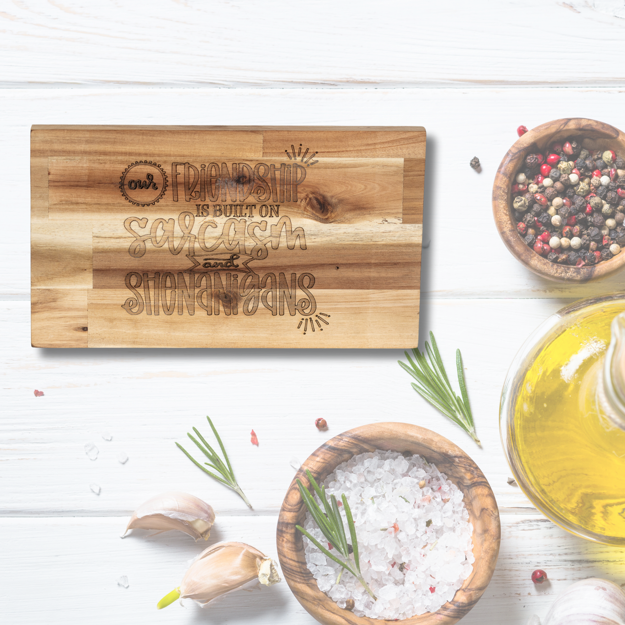 Wooden Board - Friendship is built on Sarcasm - Unicorn Fart Productions