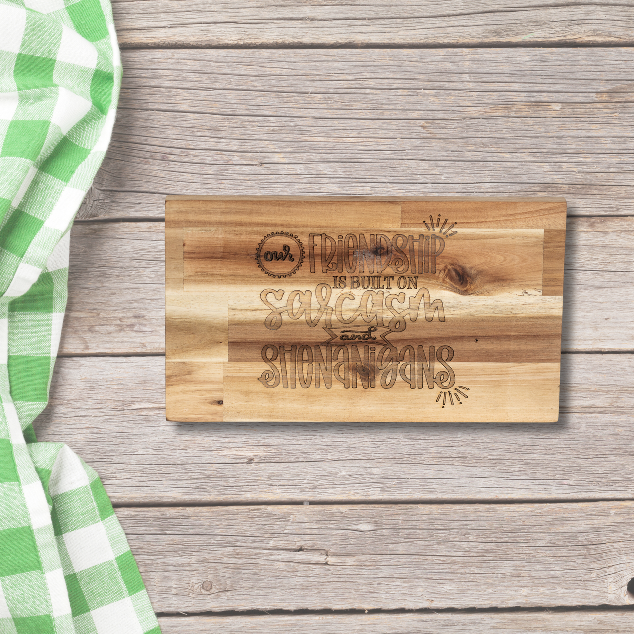 Wooden Board - Friendship is built on Sarcasm - Unicorn Fart Productions