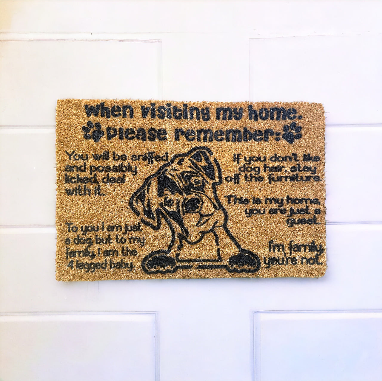 When visiting my home Boxer Doormat - Unicorn Fart Productions