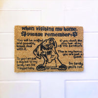 When visiting my home Boxer Doormat - Unicorn Fart Productions