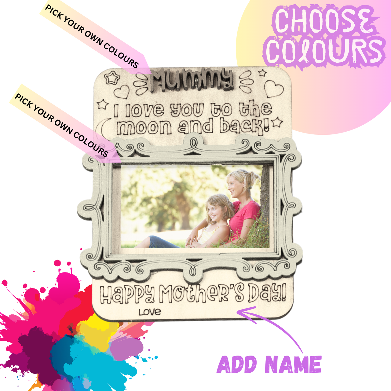 I Love you to the moon and Back Custom Photo Frame - Unicorn Fart Productions