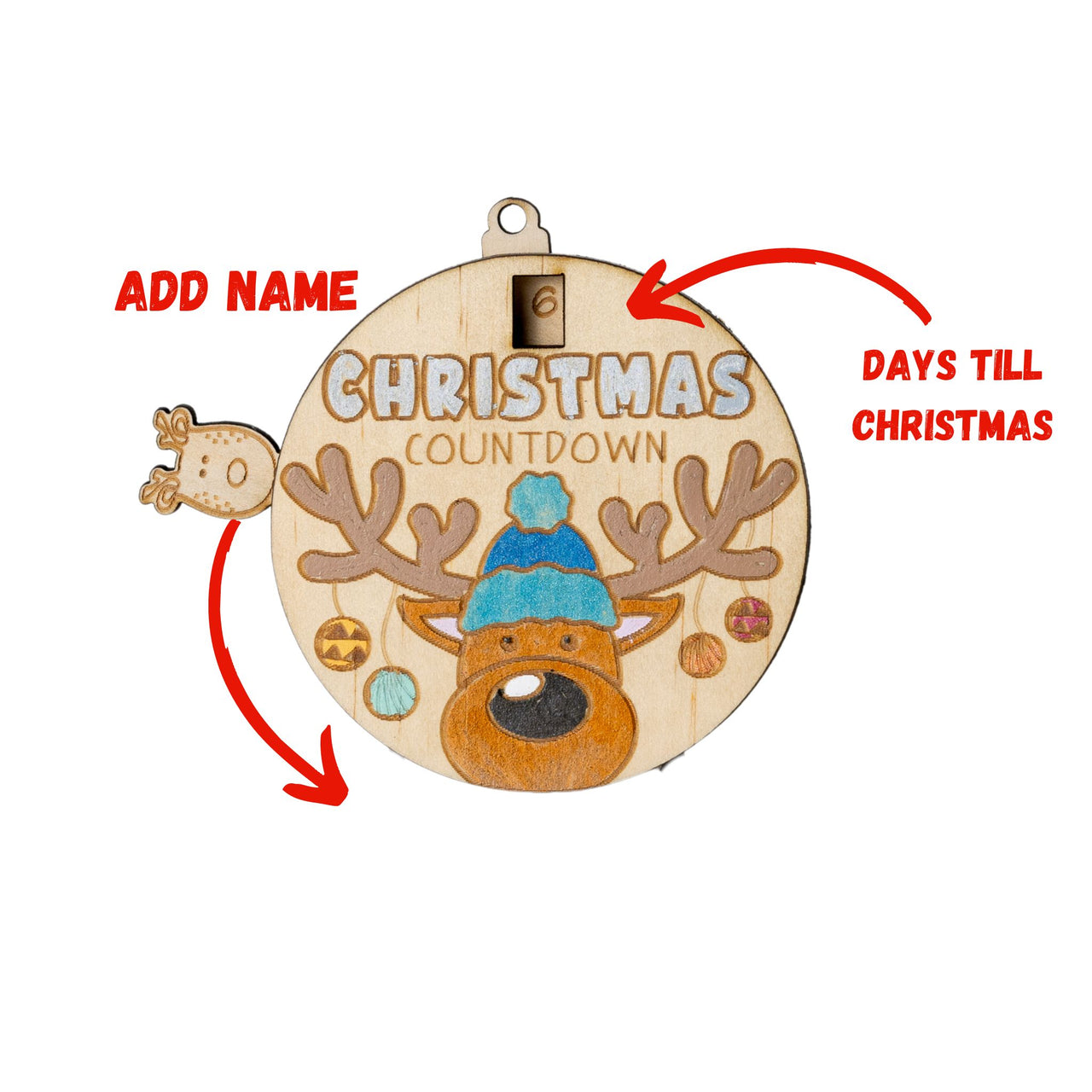 Personalised Christmas Countdown Ornaments - Unicorn Fart Productions