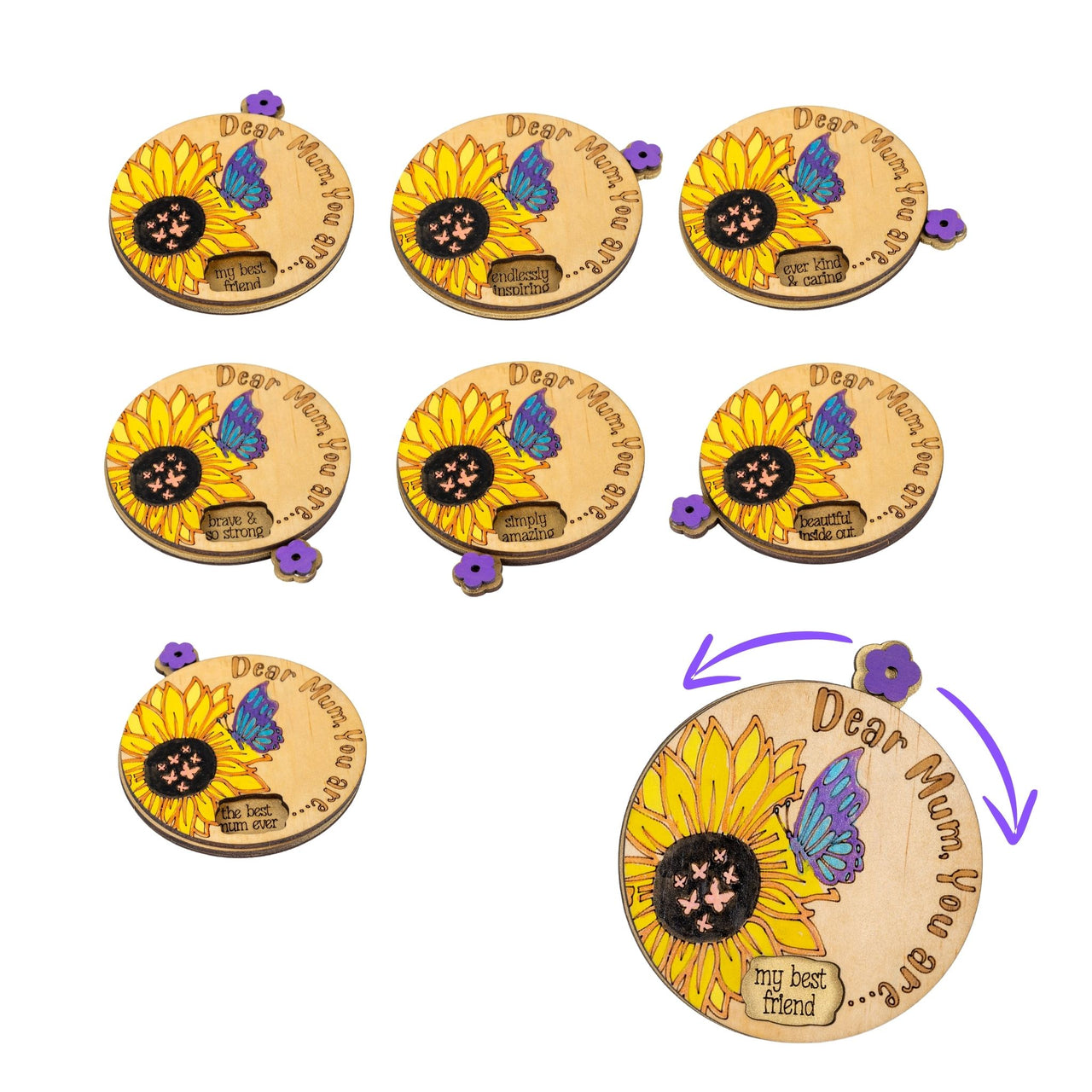 Handcrafted Timber Spinning Affirmation Wheel - Unicorn Fart Productions