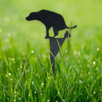 Handmade plant stakes with a difference - Pooping Dog - Black - Unicorn Fart Productions
