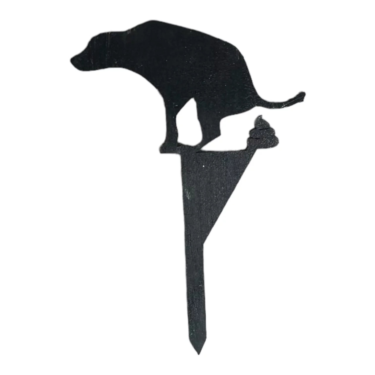 Handmade plant stakes with a difference - Pooping Dog - Black - Unicorn Fart Productions