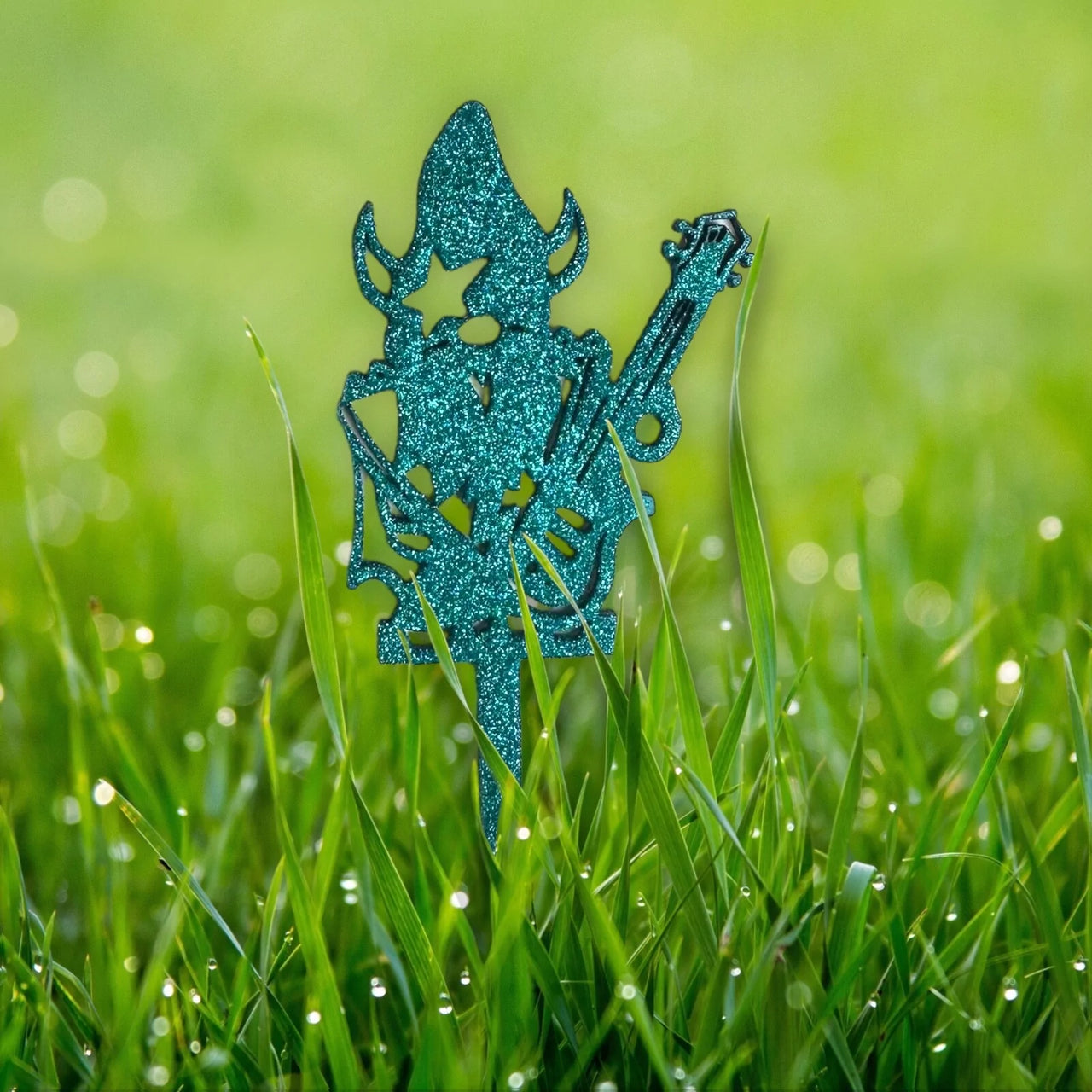 Handmade plant stakes with a difference -Sparkling Green Wizard - Unicorn Fart Productions