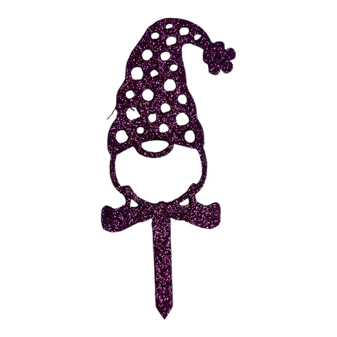 Handmade plant stakes with a difference - Sparkling Purple Gnome - Unicorn Fart Productions