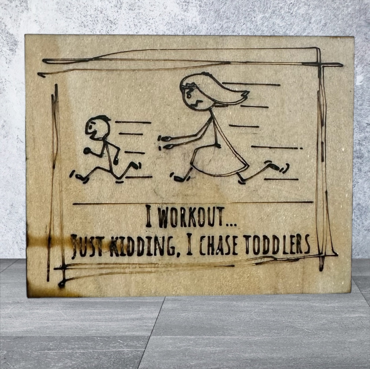 Wooden Sarcastic Fridge Magnet - I workout - Unicorn Fart Productions