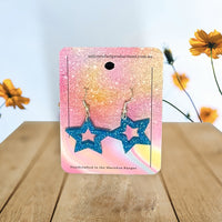 Acrylic handmade earrings  - Blue Glitter Star - Unicorn Fart Productions