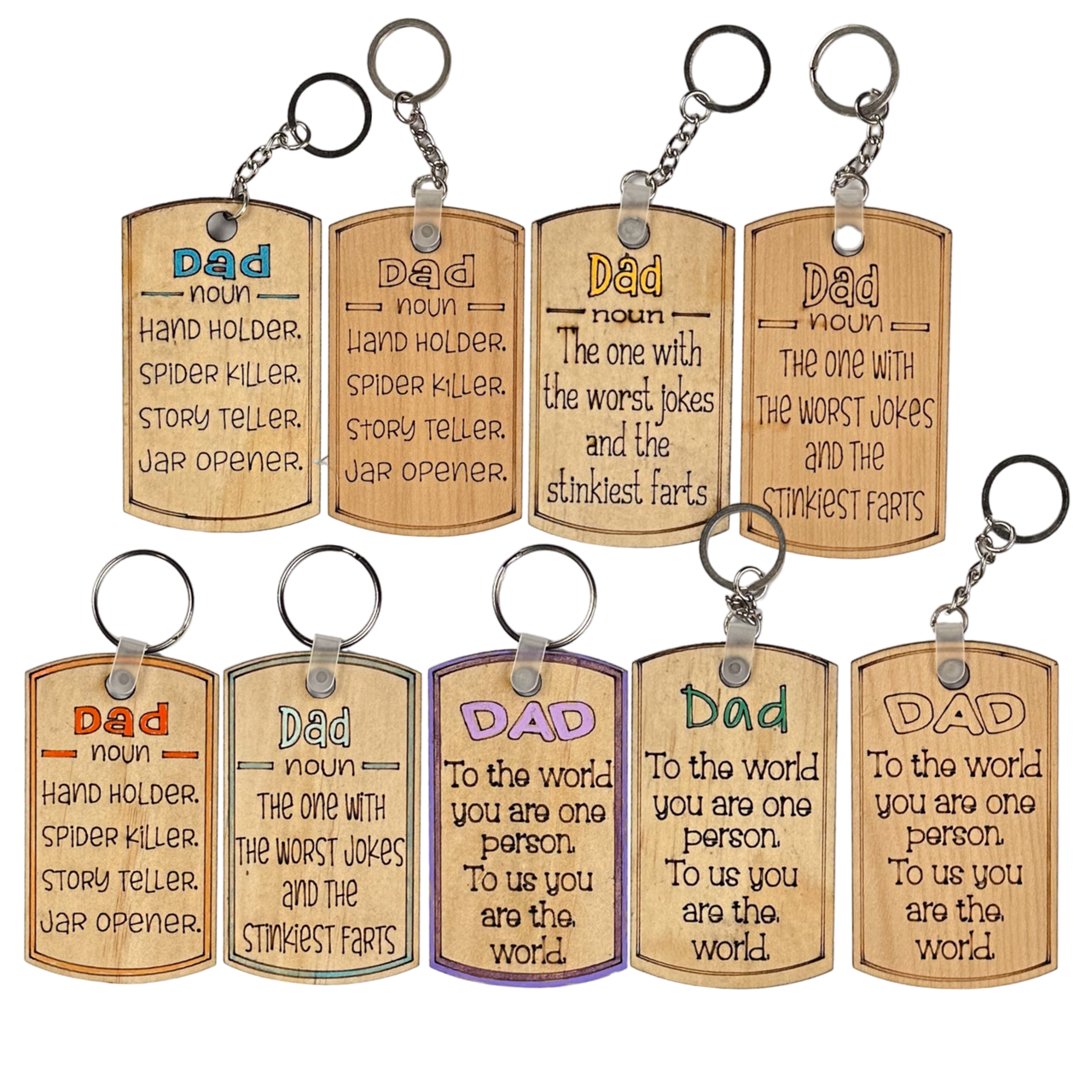 Fathers Day Keychain - DAD - Pick your Style - Unicorn Fart Productions