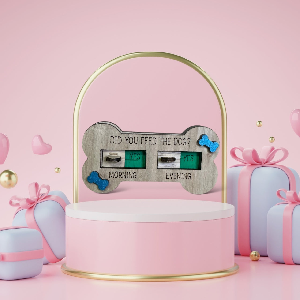 Handmade dog feeder reminder - Bone Shaped - Coloured - Unicorn Fart Productions