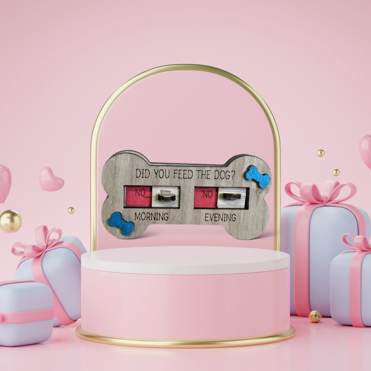 Handmade dog feeder reminder - Bone Shaped - Coloured - Unicorn Fart Productions