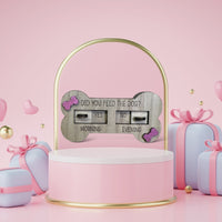 Handmade dog feeder reminder - Bone Shaped - Pink - Unicorn Fart Productions