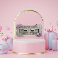 Handmade dog feeder reminder - Bone Shaped - Pink - Unicorn Fart Productions