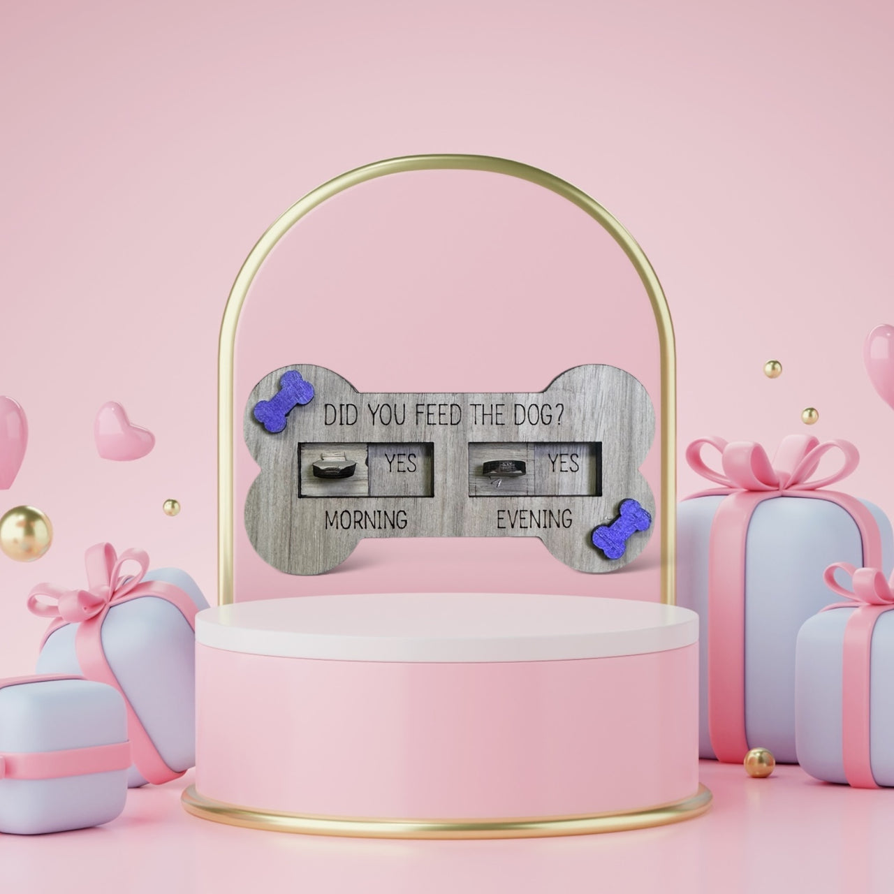 Handmade dog feeder reminder - Bone Shaped - Purple - Unicorn Fart Productions