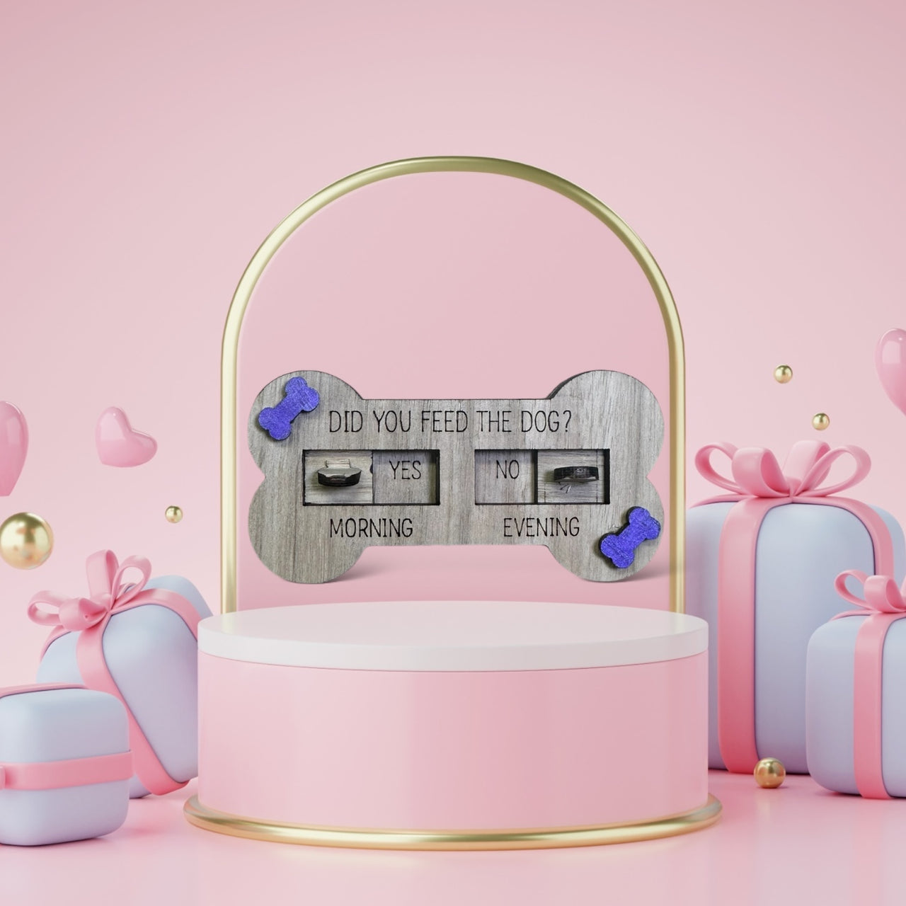 Handmade dog feeder reminder - Bone Shaped - Purple - Unicorn Fart Productions