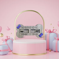 Handmade dog feeder reminder - Bone Shaped - Purple - Unicorn Fart Productions