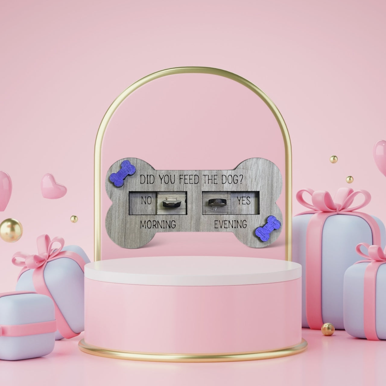 Handmade dog feeder reminder - Bone Shaped - Purple - Unicorn Fart Productions