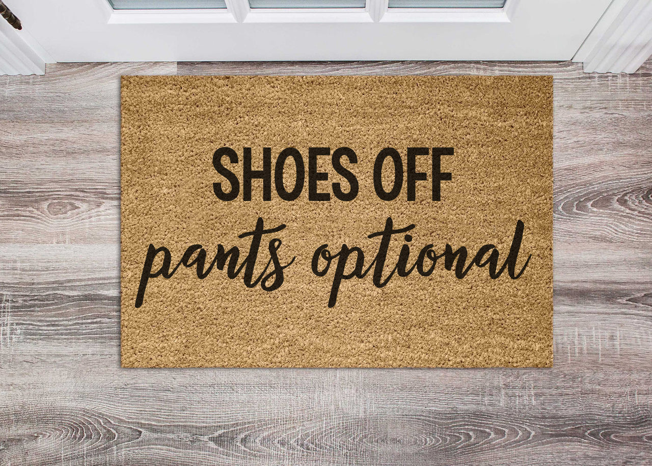 Shoes off pants optional V1 Doormat - Unicorn Fart Productions