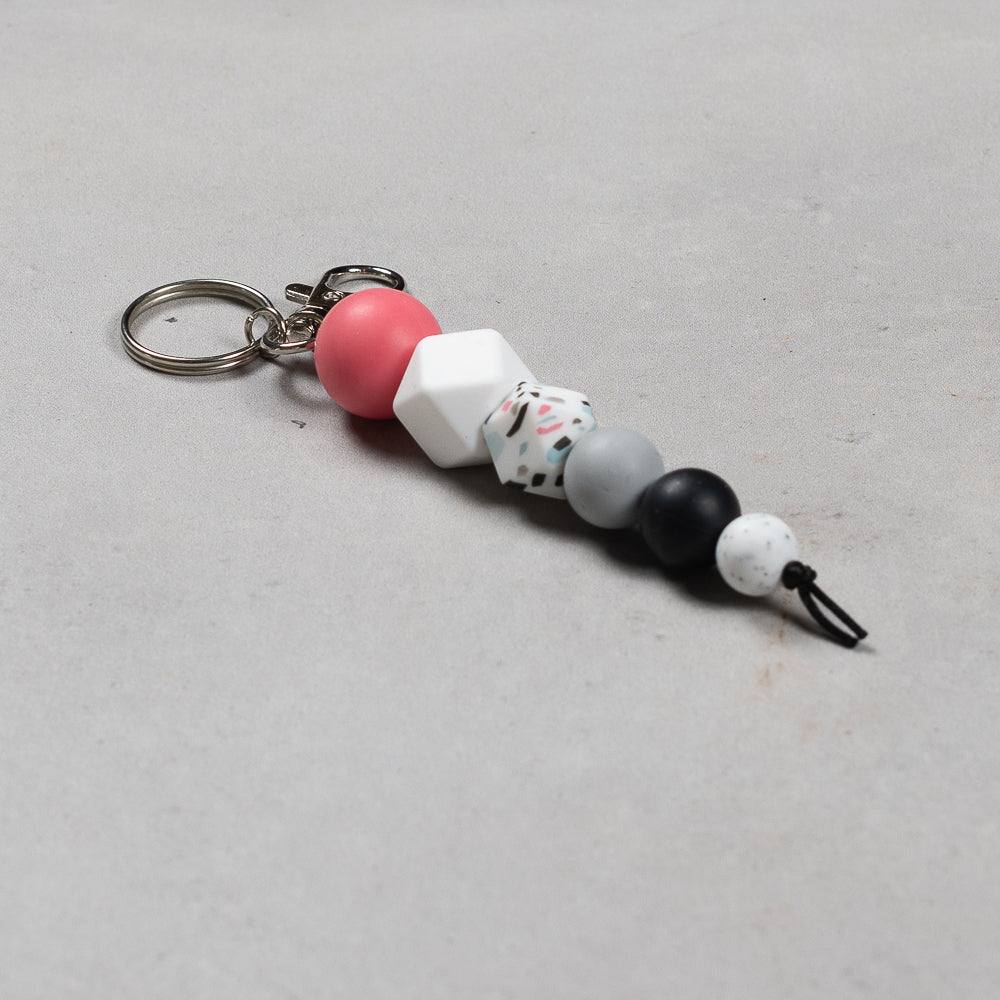 Hand Crafted silicone key chain with clip - Pink Ball - Unicorn Fart Productions