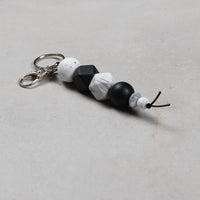 Hand Crafted silicone key chain with clip - White Spotted - Unicorn Fart Productions