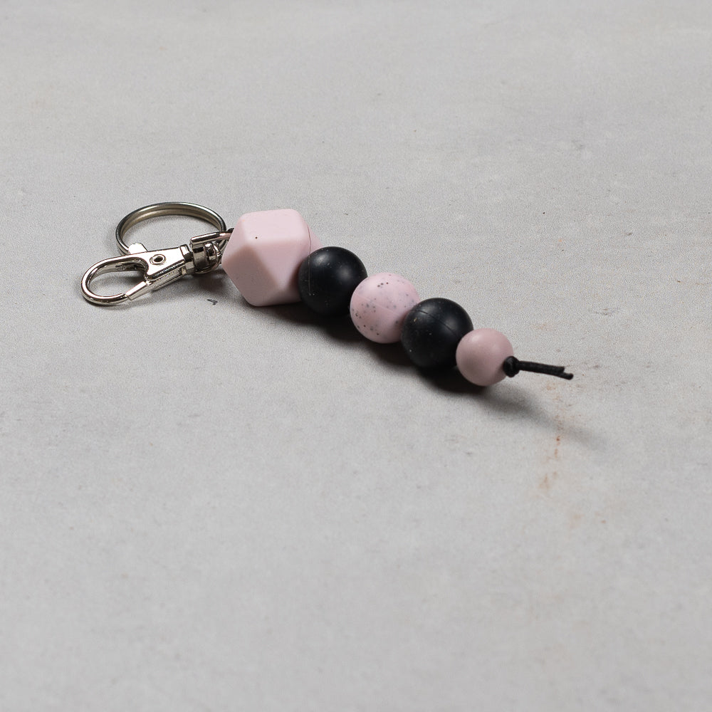 Hand Crafted silicone key chain with clip - Light Pink Hex - Unicorn Fart Productions