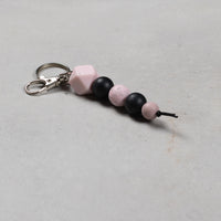 Hand Crafted silicone key chain with clip - Light Pink Hex - Unicorn Fart Productions