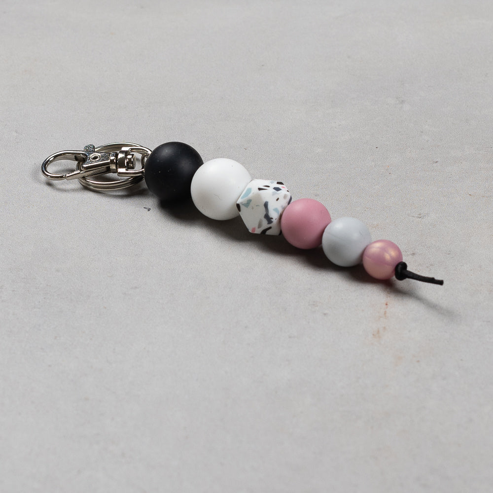 Hand Crafted silicone key chain with clip - Black Ball - Unicorn Fart Productions