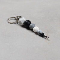 Hand Crafted silicone key chain with clip - White Marble Hex - Unicorn Fart Productions