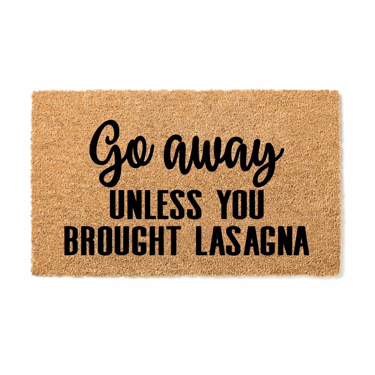 Go Away unless Lasagna  Doormat - Unicorn Fart Productions