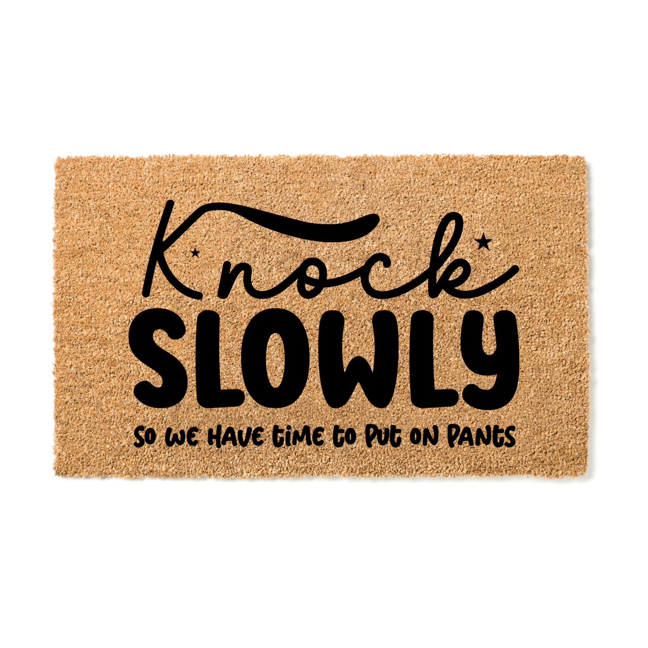 Knock slowly put on pants Doormat - Unicorn Fart Productions