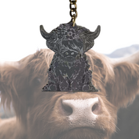 Thumbnail for Highland Cow Shaped Keychain - Choose a Style - Unicorn Fart Productions