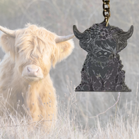 Thumbnail for Highland Cow Shaped Keychain - Choose a Style - Unicorn Fart Productions