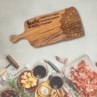 Charcuterie with Pattern Serving Board With Handle - Unicorn Fart Productions