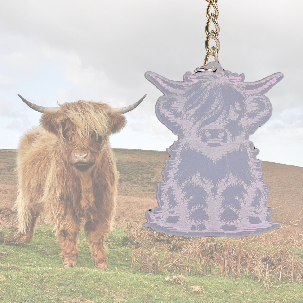 Highland Cow Shaped Keychain - Choose a Style - Unicorn Fart Productions